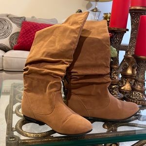 Cognac suede boots
